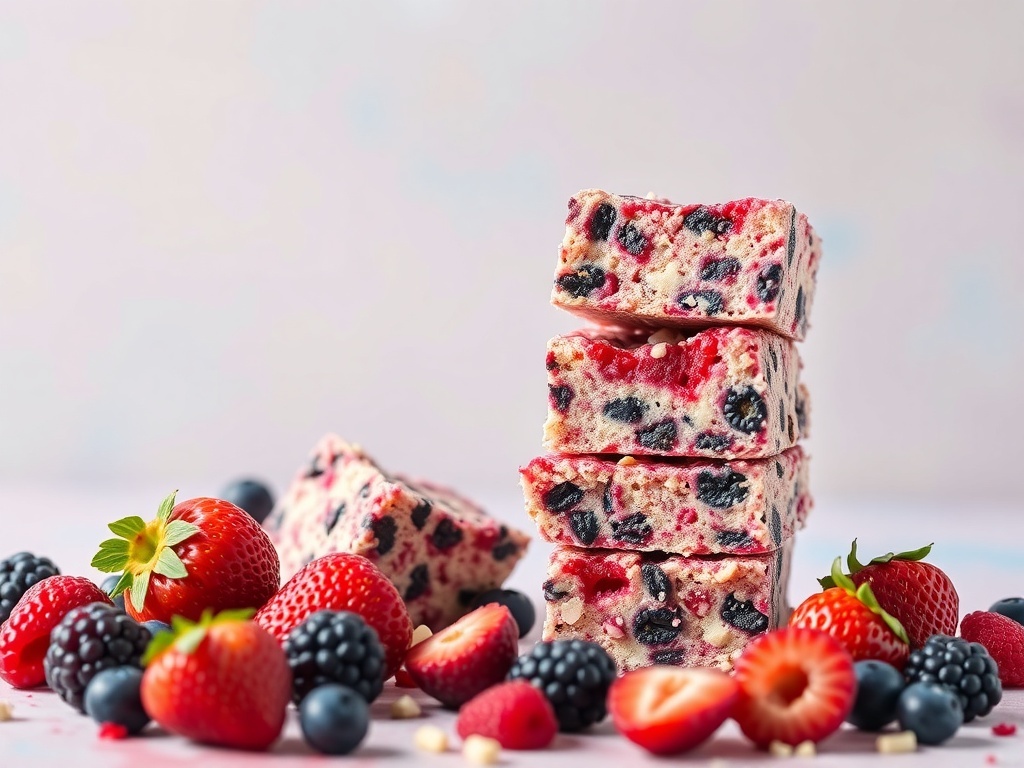 Berry Blast Protein Squares with mixed berries