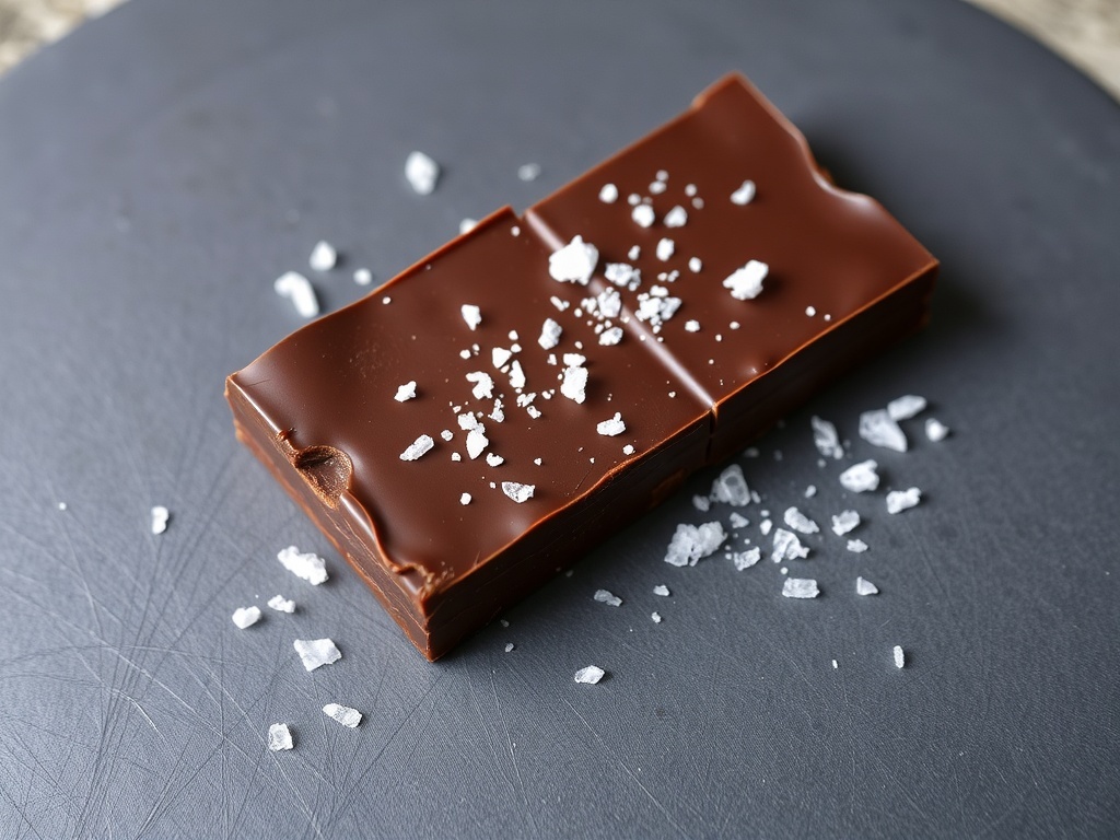 Dark Chocolate Sea Salt Bar on a slate plate