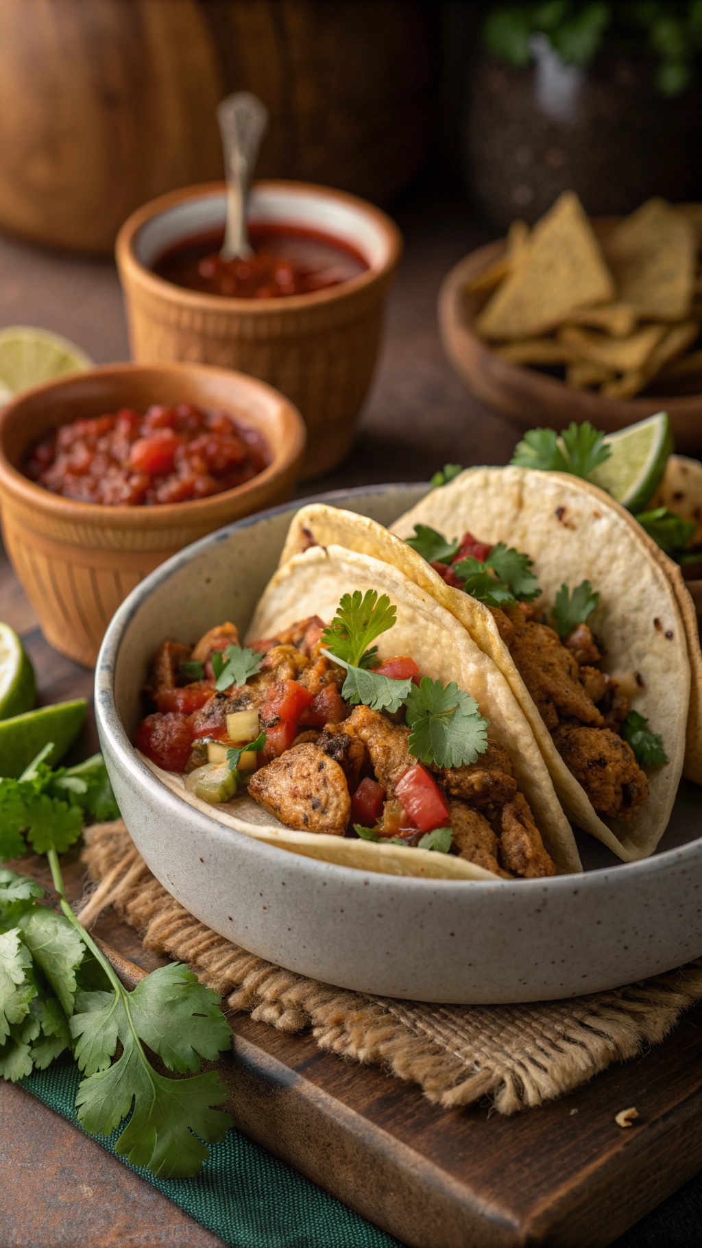 Delicious turkey tacos with fresh toppings and salsa