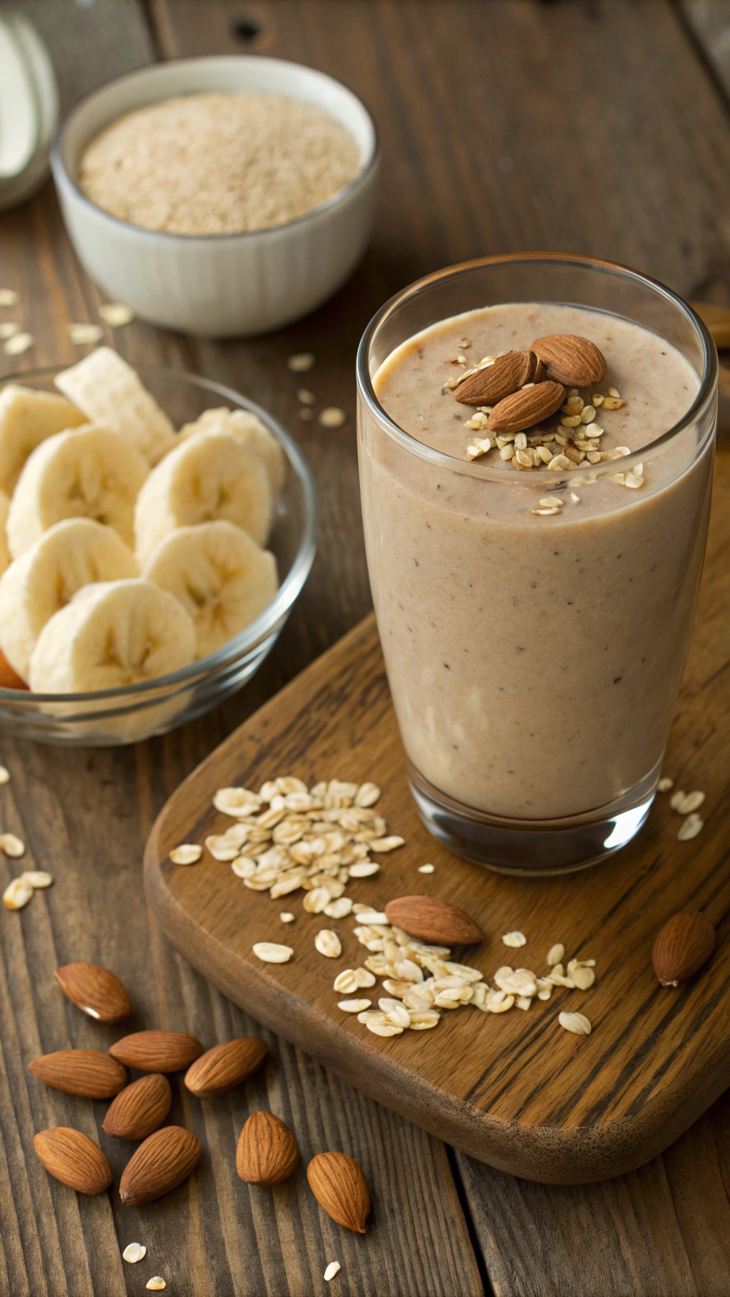 Nutty Almond Butter Smoothie with bananas and almonds