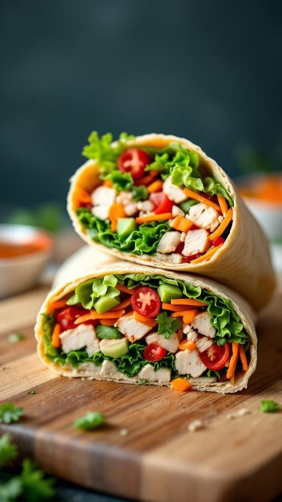 Wholesome turkey and veggie wraps filled with fresh ingredients