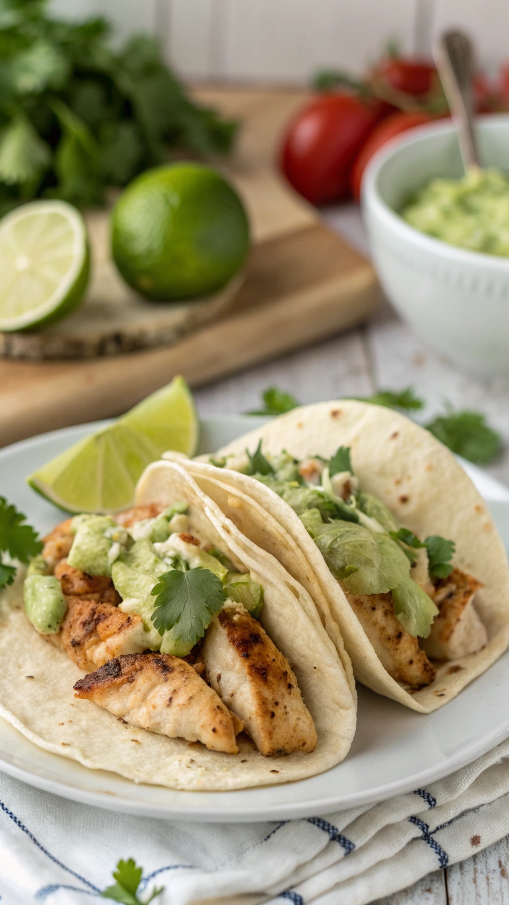 Zesty chicken and avocado tacos with lime and cilantro