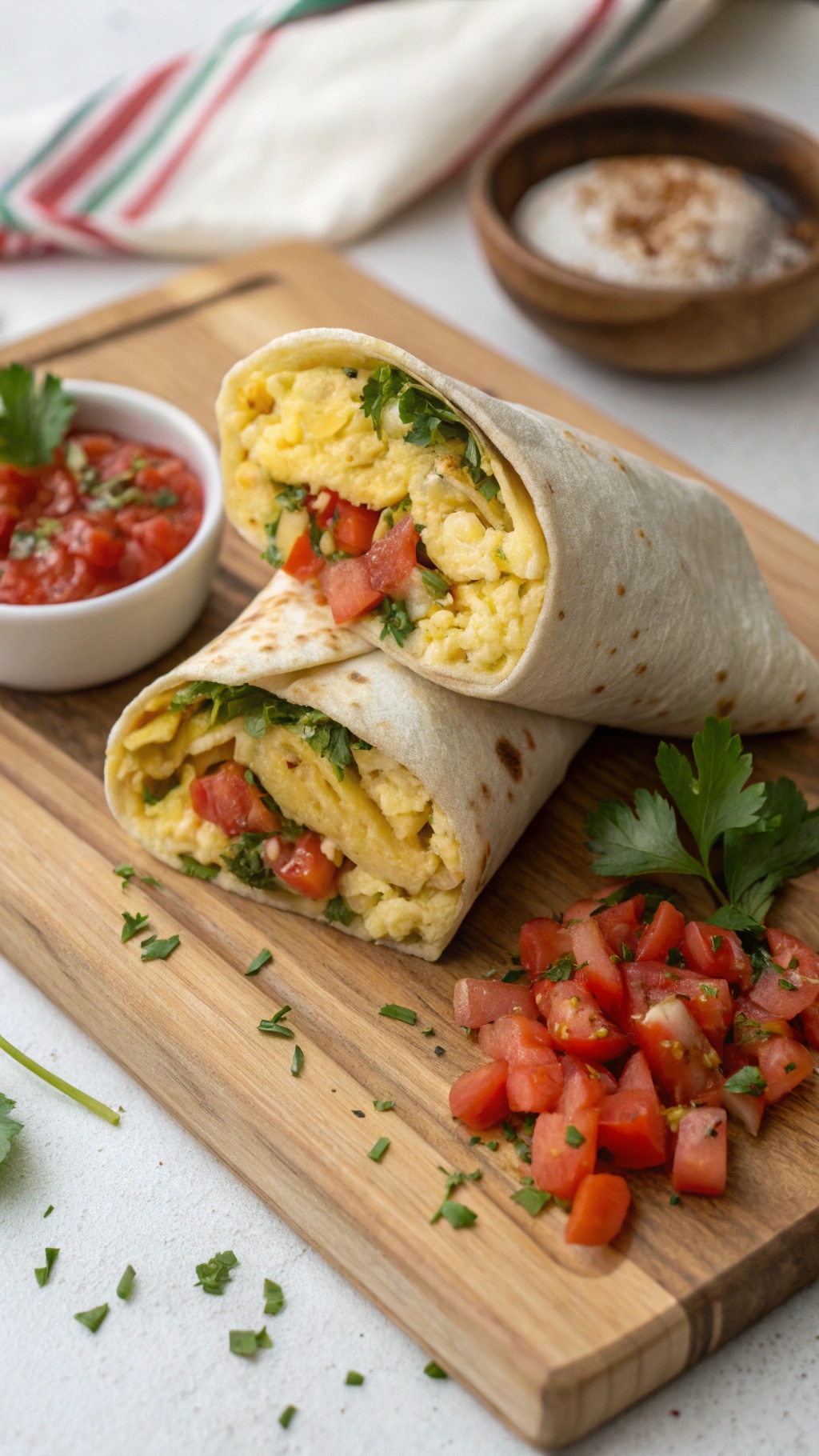 Zesty Egg and Tomato Wrap with fresh ingredients