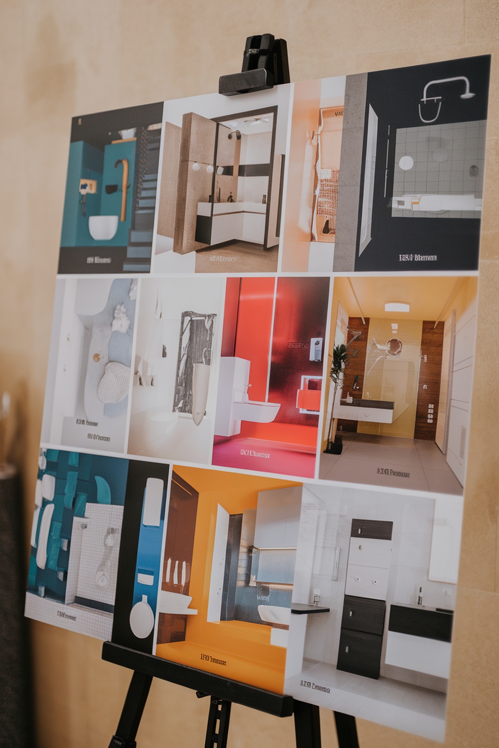 A collage of various bathroom layouts showcasing creative floor plans and designs.