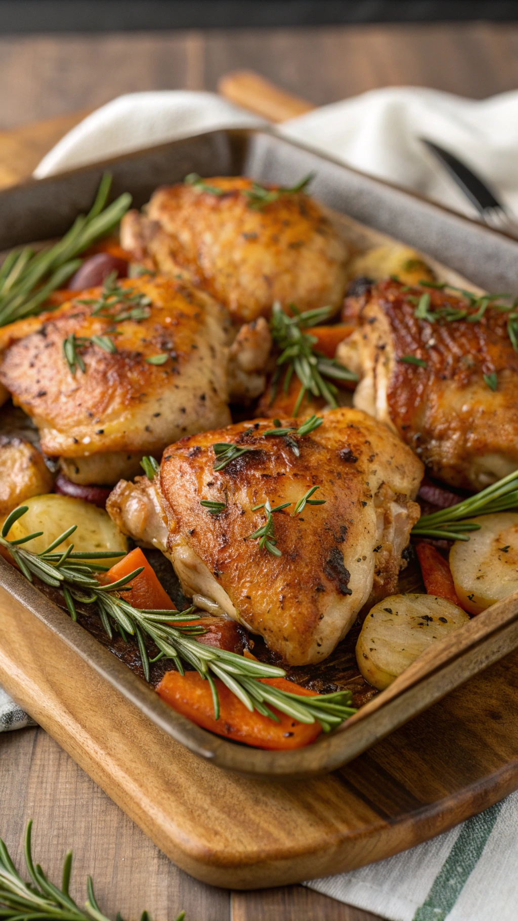 Garlic Herb Roasted Chicken Thighs with vegetables