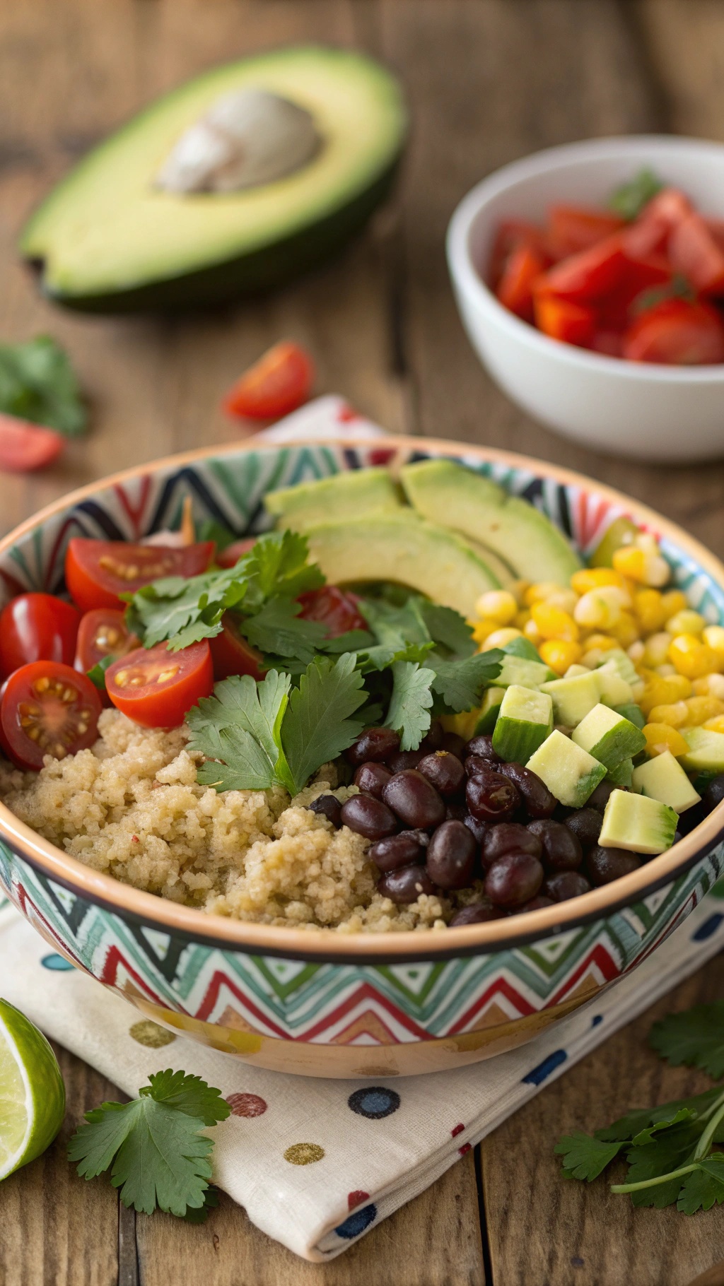 A colorful Zesty Quinoa and Black Bean Bowl with fresh ingredients.