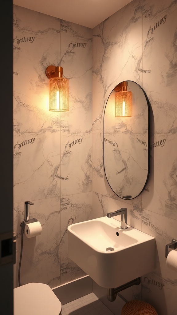 Stylish bathroom with warm lighting and modern decor