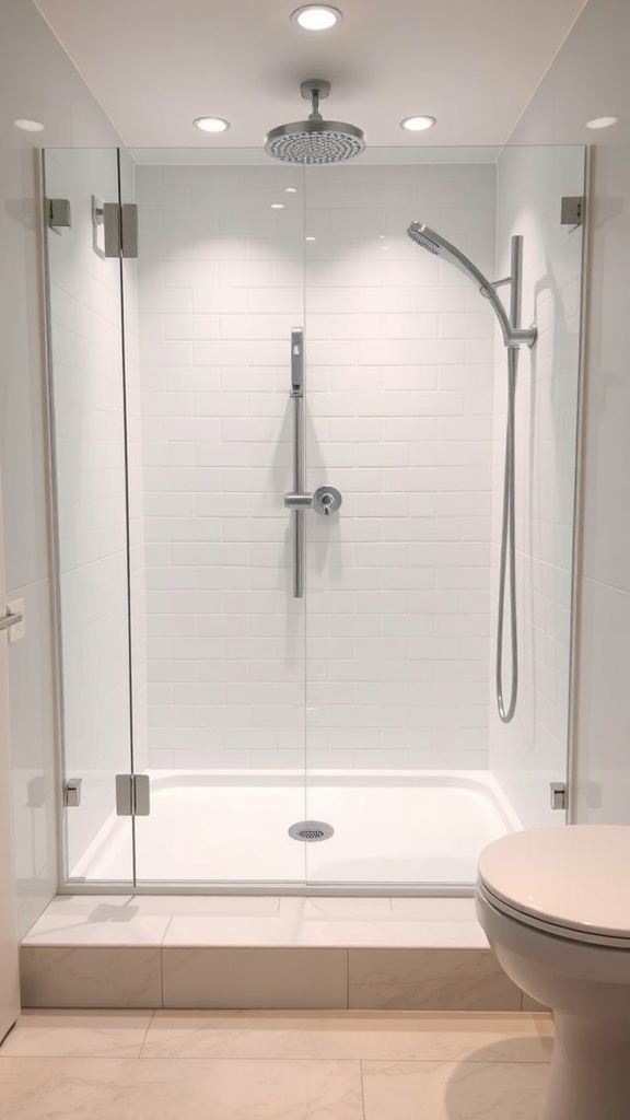 Modern shower tray with glass screens and a clean design