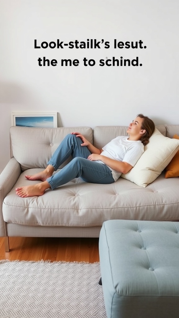 A person relaxing on a click-clack sofa bed, showcasing comfort and style.