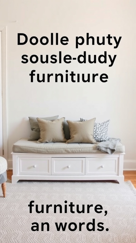 A cozy storage bench with cushions, showcasing double-duty furniture in a shared bedroom.