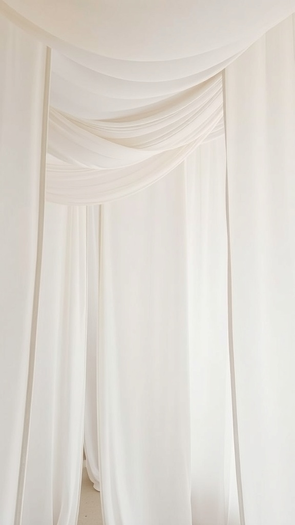 Soft, flowing white fabric panels creating a serene and private space.