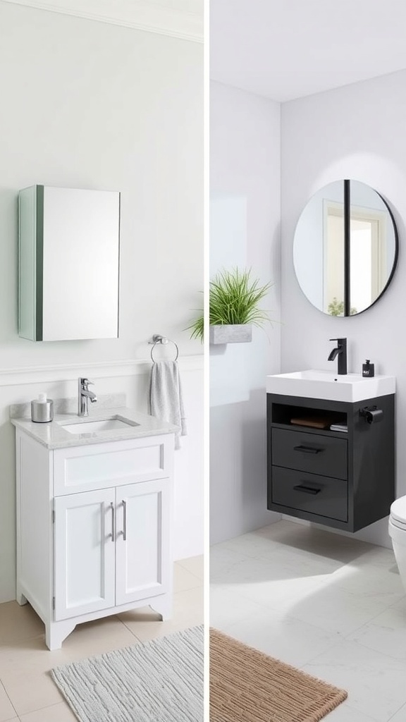 Comparison of freestanding and wall-mounted bathroom vanities
