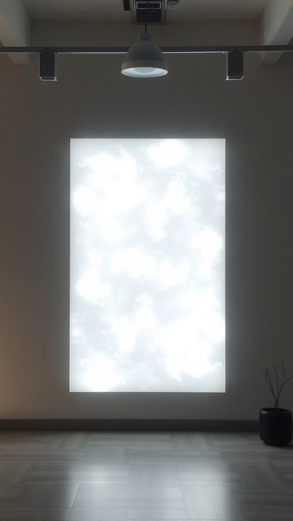 Frosted acrylic light box panel illuminating a room with soft light