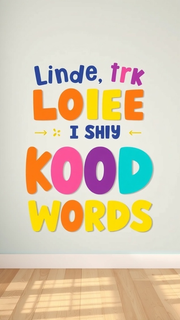 Colorful wooden cutout letters spelling a fun quote for kids' room decor