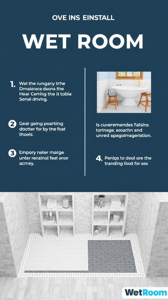 A modern wet room with stylish tiles and a well-integrated drainage system.