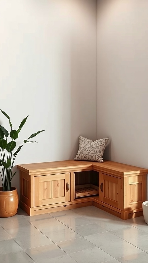 Cozy corner seating with integrated storage solutions in a dining room