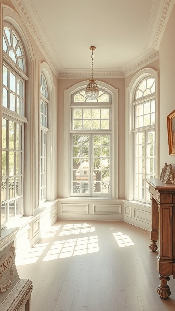 Light-filled Victorian maisonette interior with large windows and elegant decor