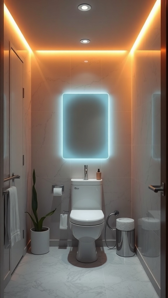 Modern bathroom with mood lighting and a sleek design