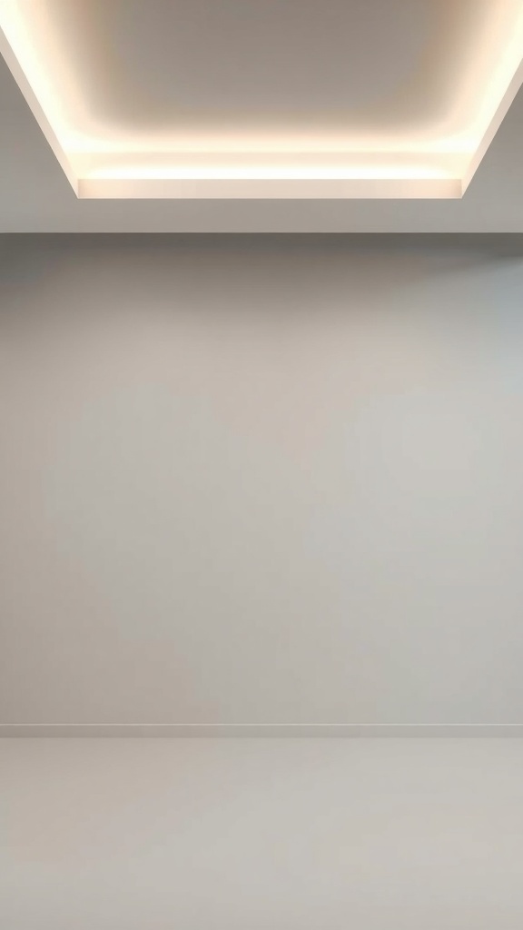 A modern perimeter LED light trough illuminating a room with soft light