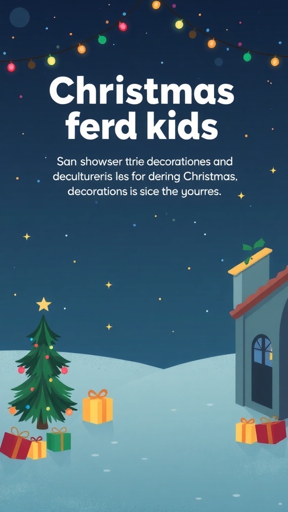 Colorful Christmas decorations with a tree and gifts