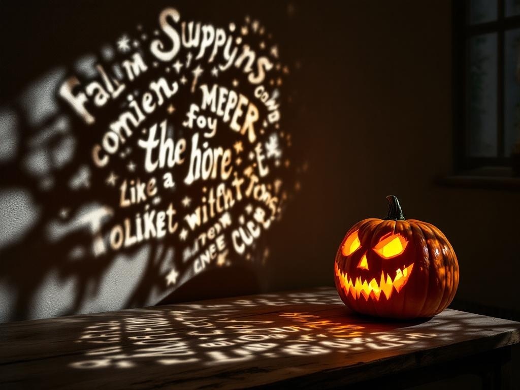 A carved pumpkin casting intricate shadows on a wall, showcasing the Shadow Pumpkin Effect.