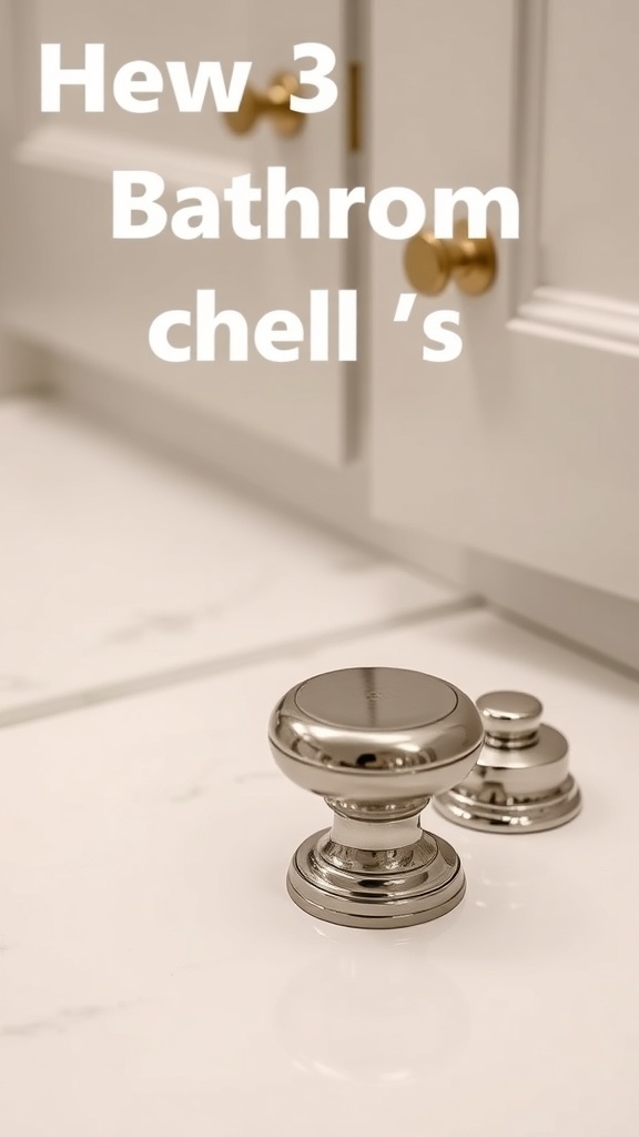 New bathroom hardware including knobs and handles on a white cabinet