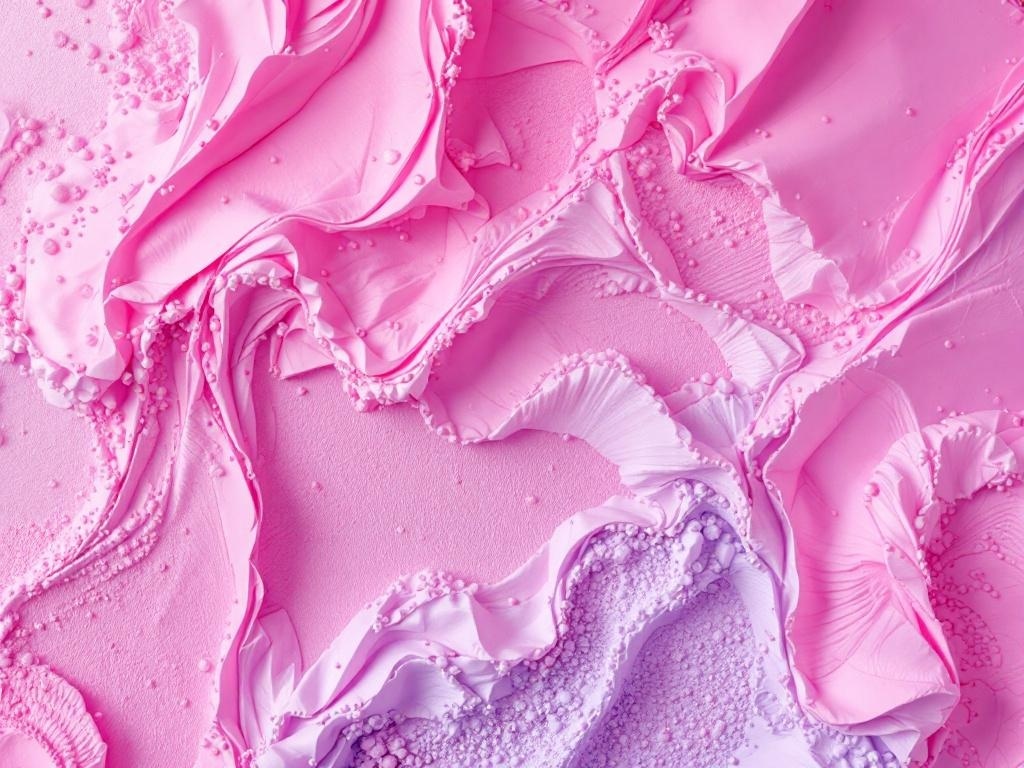 Textured bubblegum pink ceiling with layers and patterns