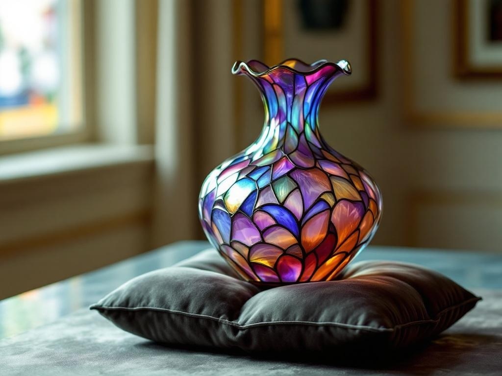A Tiffany Studios Favrile vase with colorful glass design
