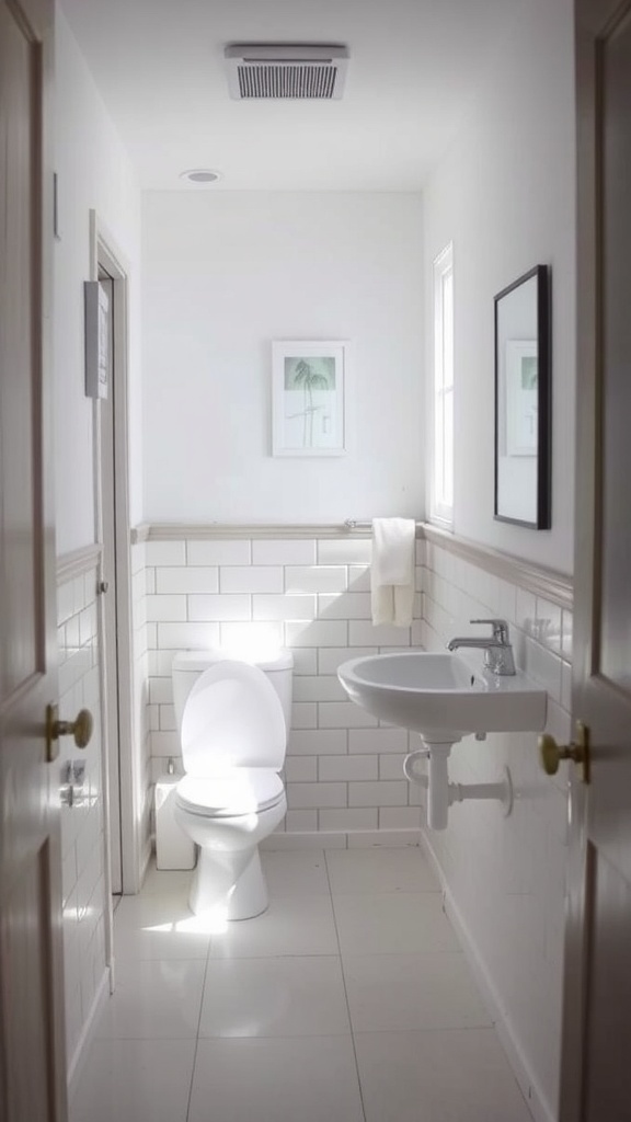 Bright and airy small bathroom with white walls and modern fixtures