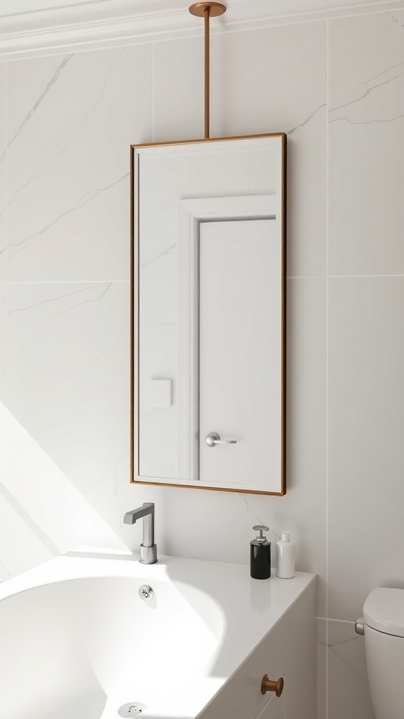 A stylish bathroom mirror hanging above a modern sink, showcasing its importance in bathroom design.