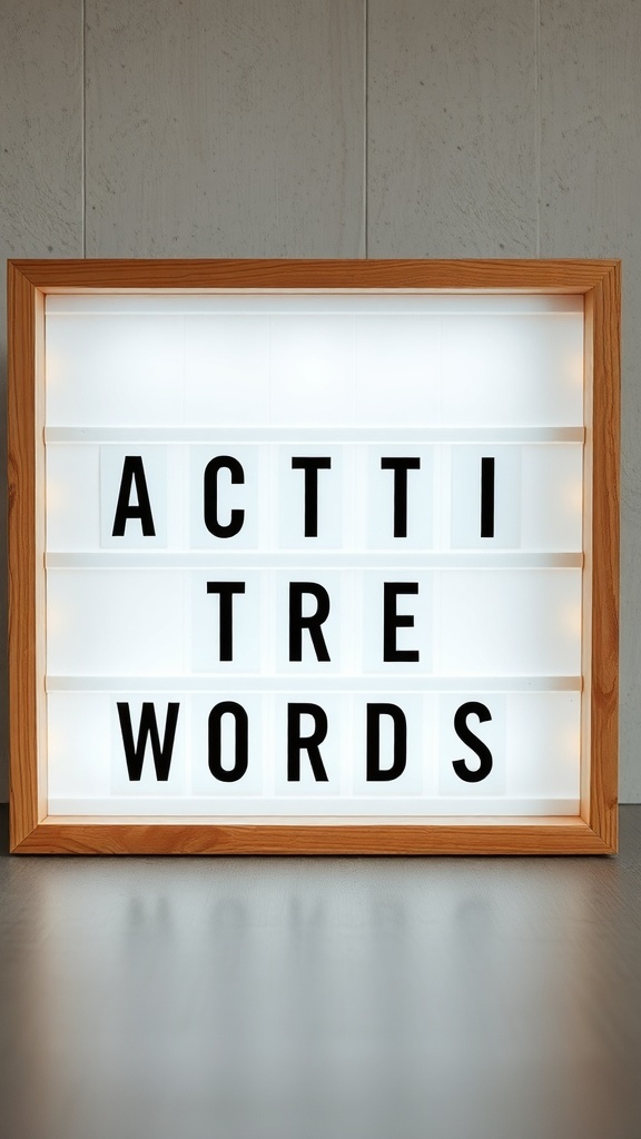 Wooden frame light box with soft lighting