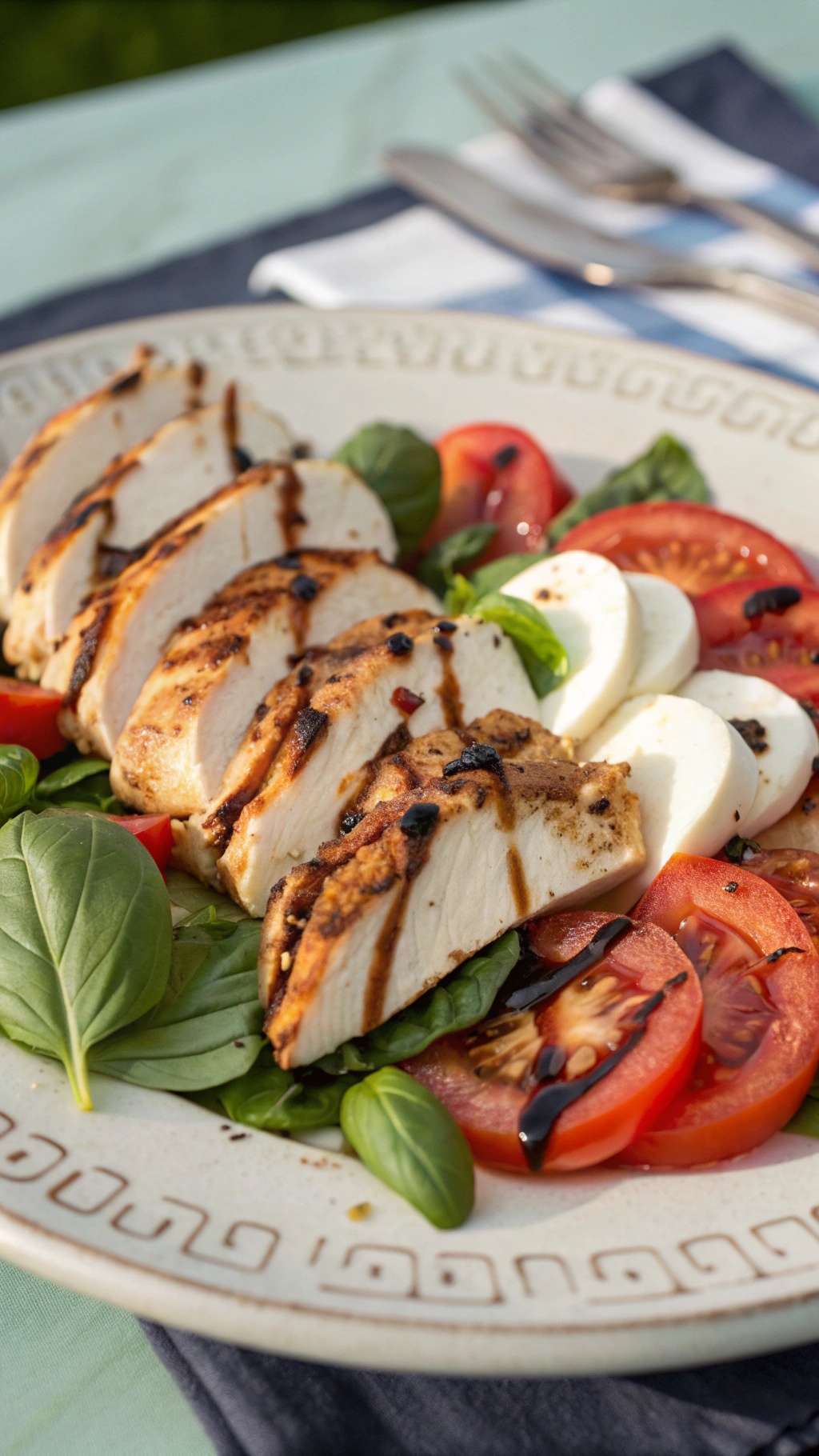 Grilled Chicken Caprese Salad with Balsamic Glaze