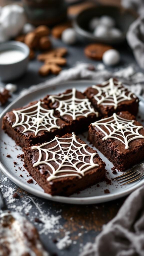 Vegan Spider-Man chocolate brownies with spider web decoration