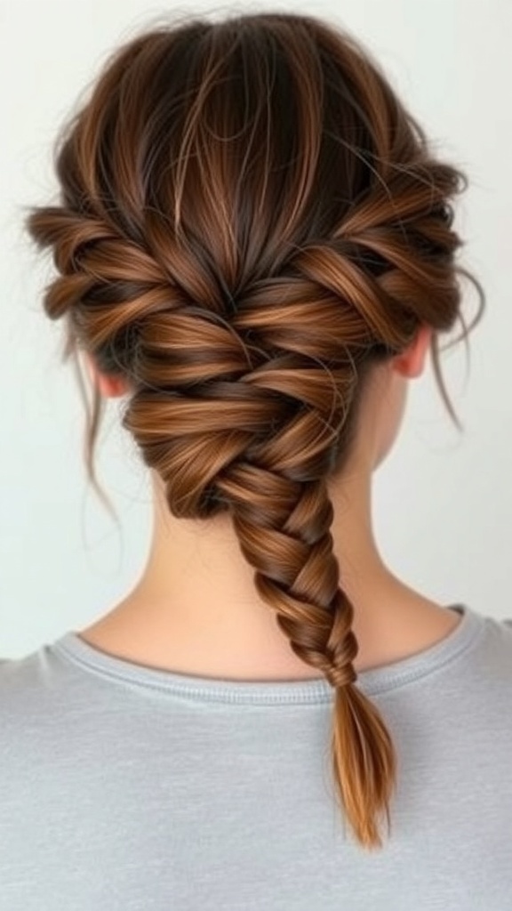 A low braided bun hairstyle