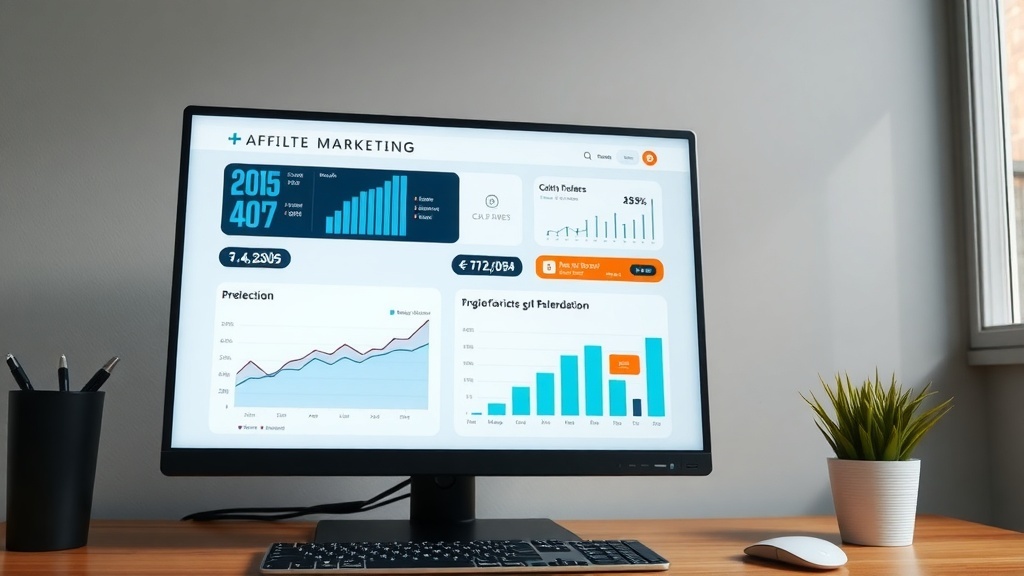 A computer screen displaying affiliate marketing metrics and statistics.