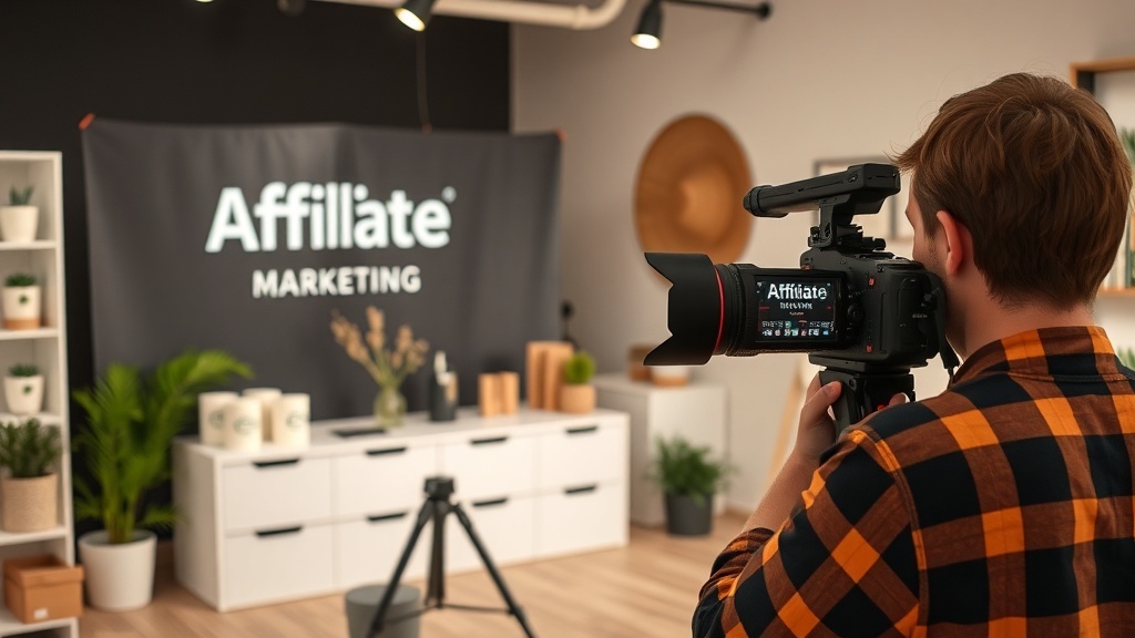 A person setting up a camera for affiliate marketing content creation