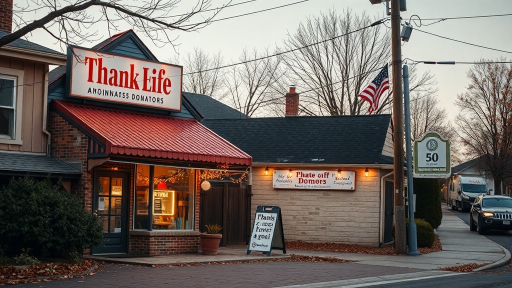 A storefront with a sign thanking anonymous donors for their support.