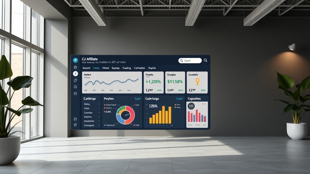 CJ Affiliate dashboard displaying metrics and analytics for affiliate marketing