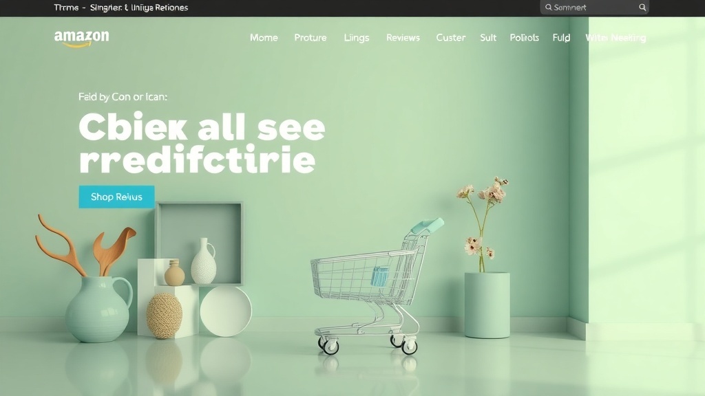 A modern e-commerce shopping interface with a shopping cart and decorative items.