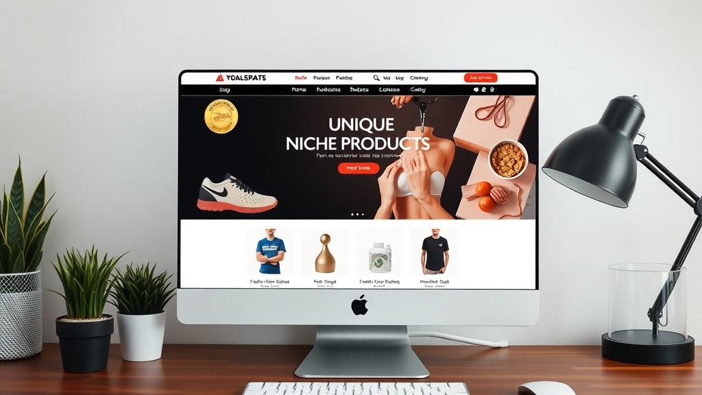 A computer screen displaying an e-commerce website featuring unique niche products.