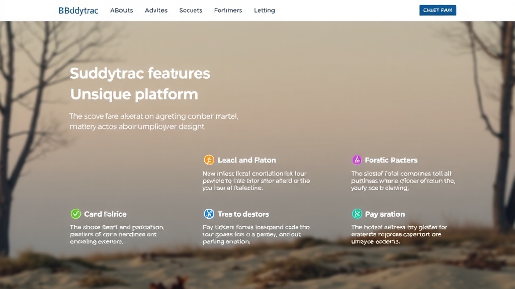Screenshot of Buddytrac website showcasing unique features and user interface.