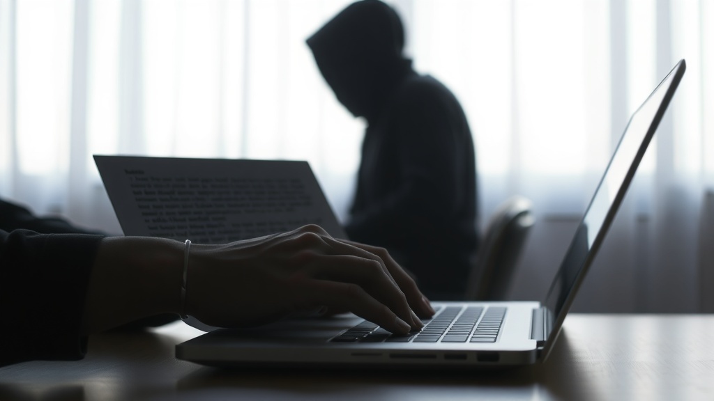 A person typing on a laptop with another silhouette in the background, representing ghostwriting work.