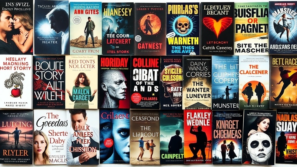 A collage of various book covers representing different short story genres.
