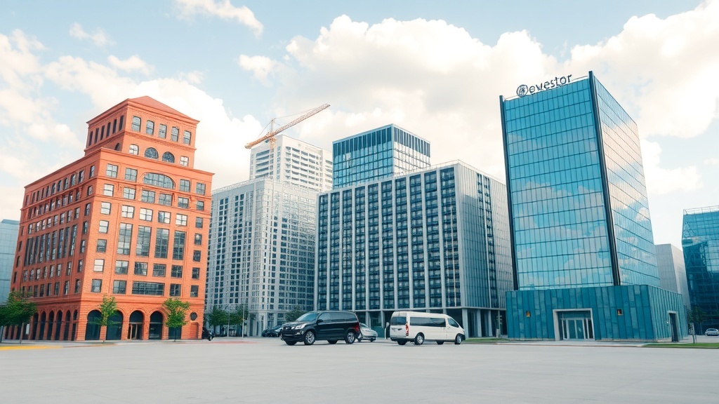 A modern cityscape featuring a mix of architectural styles, representing diverse real estate opportunities.