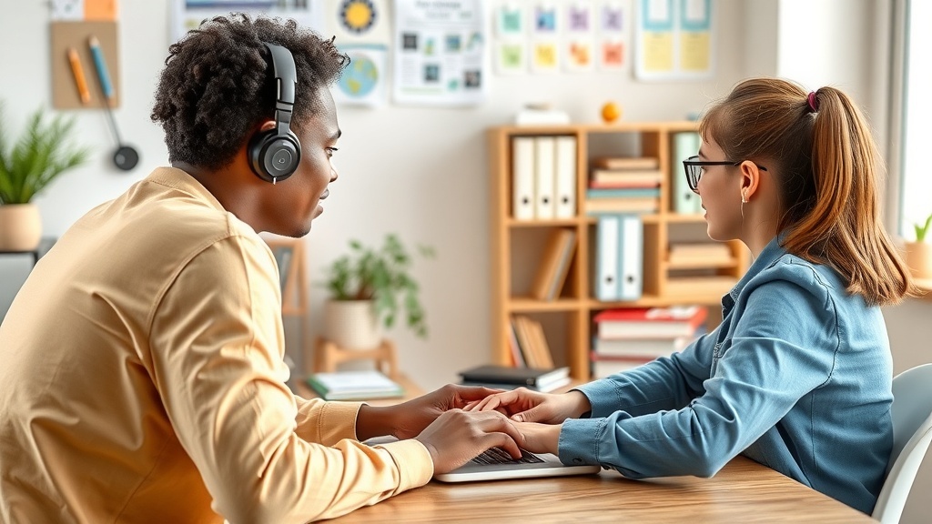 A tutor and a student engaged in an online learning session.