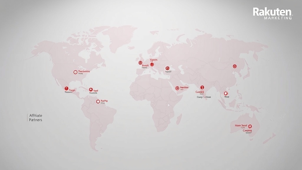 World map showing Rakuten Marketing's affiliate partners across different regions.