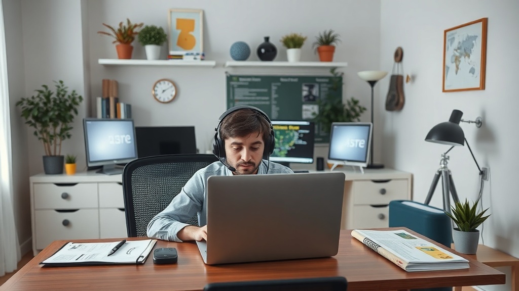 A person working at a desk with multiple computer screens, focused on IT support tasks.