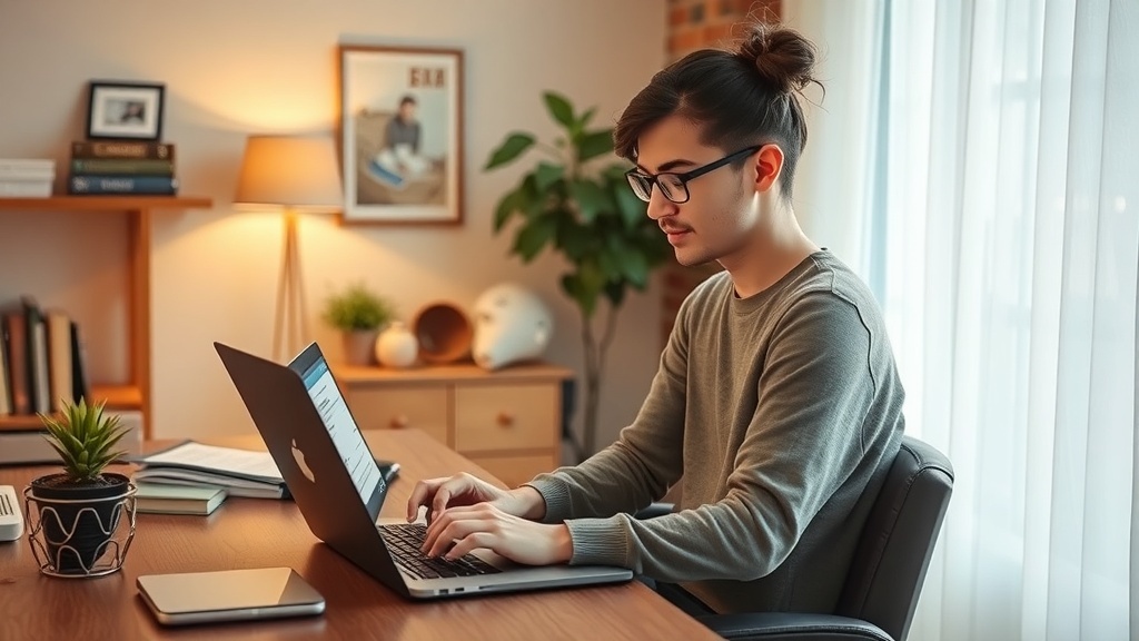 A person working from home on a laptop, engaged in user experience research.