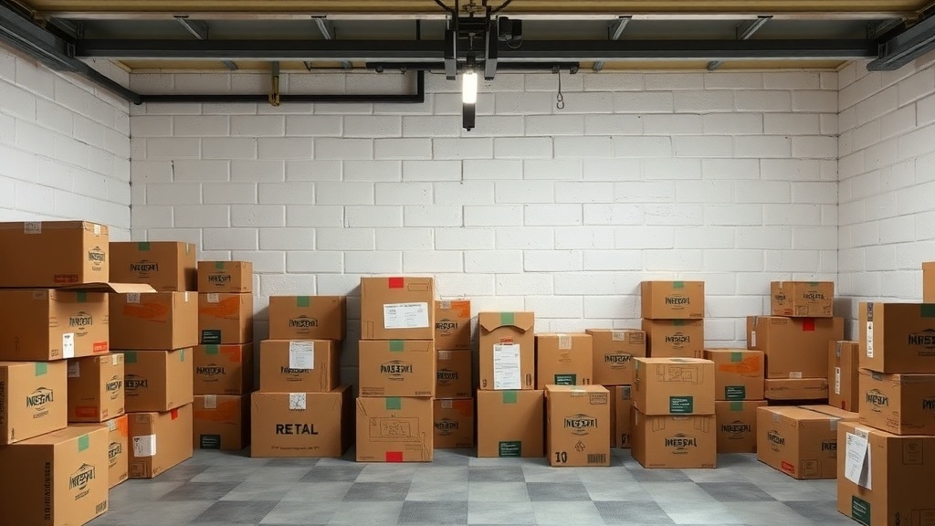 An organized storage space filled with stacked boxes