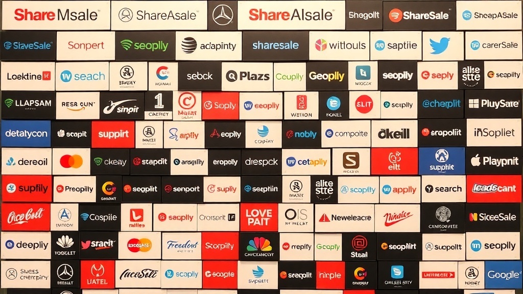 A collage of logos from various brands associated with ShareASale, showcasing diverse affiliate marketing opportunities.